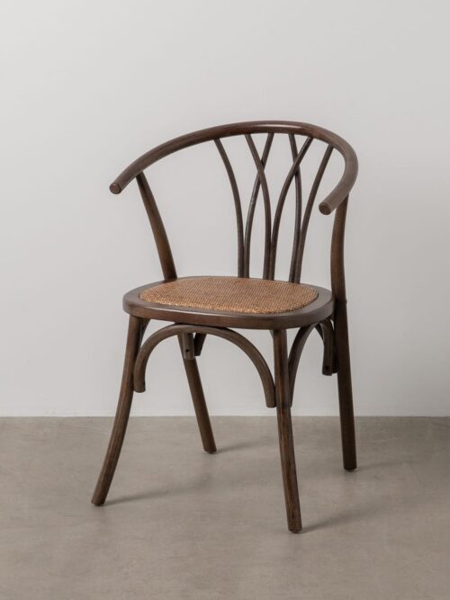 Chaise Chocolat Bois-Rotin Ixia 55 cm