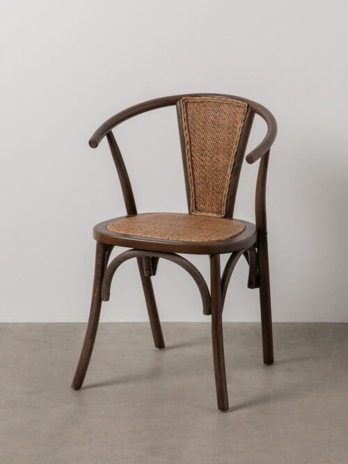 Chaise Chocolat Bois-Rotin Ixia 55 cm