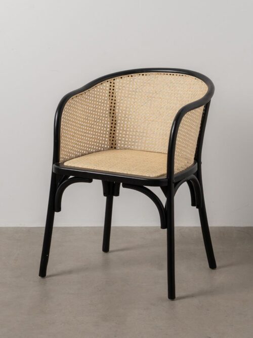 Chaise Noir-Naturel Bois-Rotin Ixia 56 cm