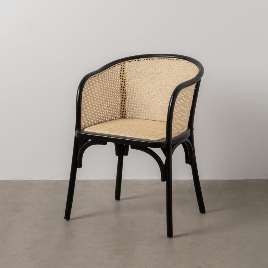 Chaise Noir-Naturel Bois-Rotin Ixia 56 cm