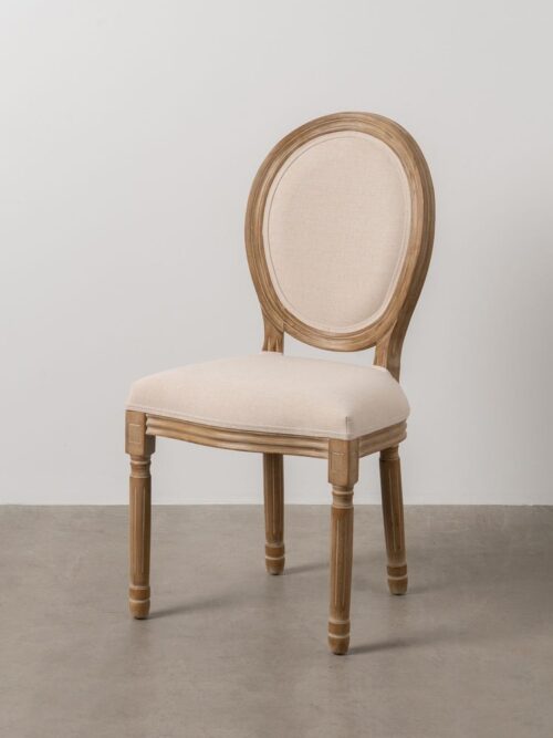 Chaise Naturel-Blanc Tissu-Bois Ixia