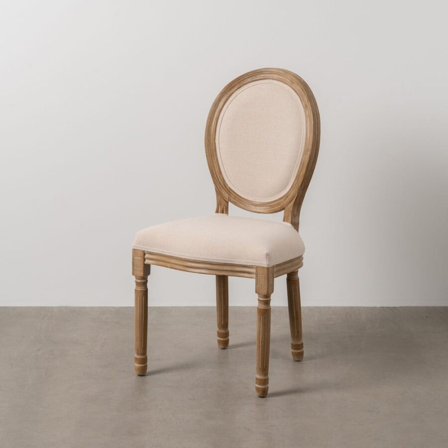Chaise Naturel-Blanc Tissu-Bois Ixia