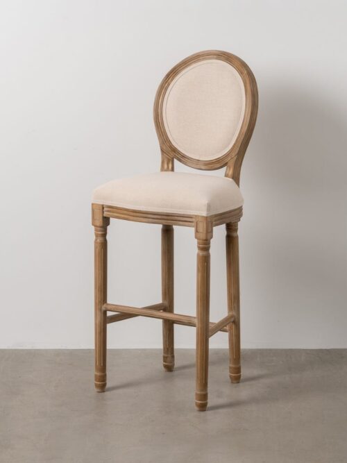 Tabouret Naturel-Blanc Tissu-Bois Ixia