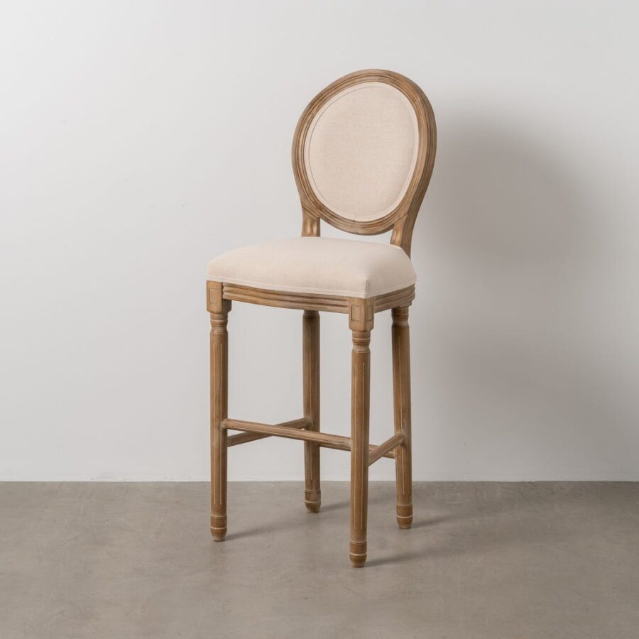 Tabouret Naturel-Blanc Tissu-Bois Ixia