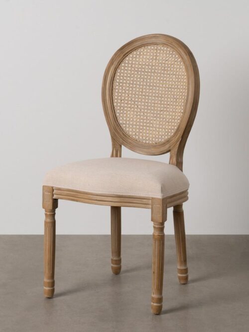 Chaise Naturel-Blanc Bois-Rotin Ixia 44 cm
