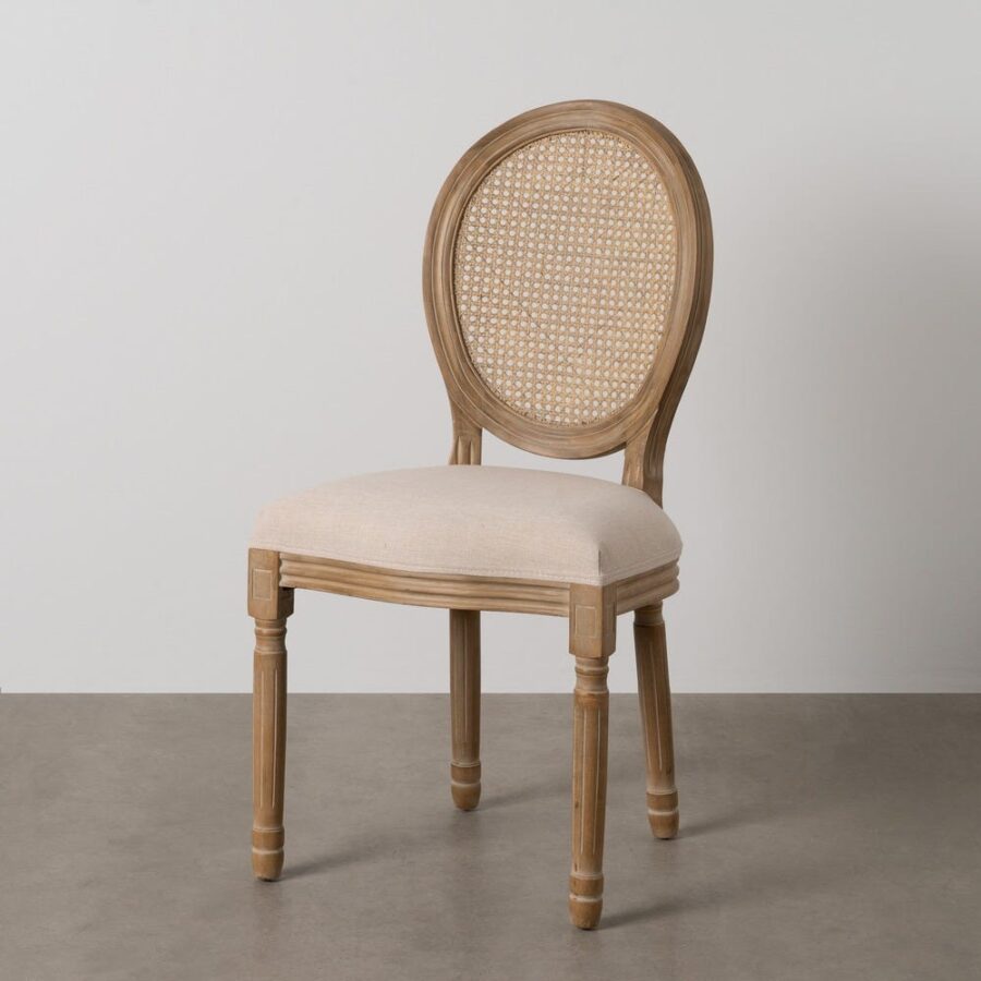 Chaise Naturel-Blanc Bois-Rotin Ixia 44 cm