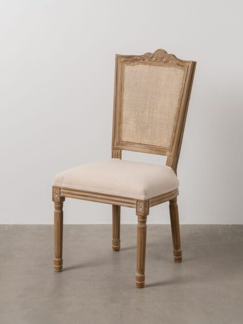 Chaise Naturel-Blanc Bois-Rotin Ixia 44 cm