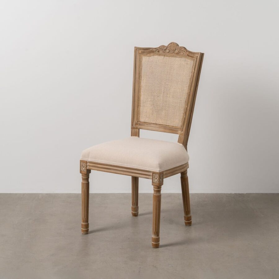 Chaise Naturel-Blanc Bois-Rotin Ixia 44 cm