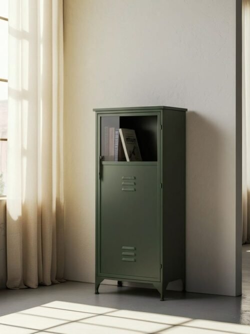 Colonne De Rangement Acier Laqué Vert Sauge Ixia 116cm