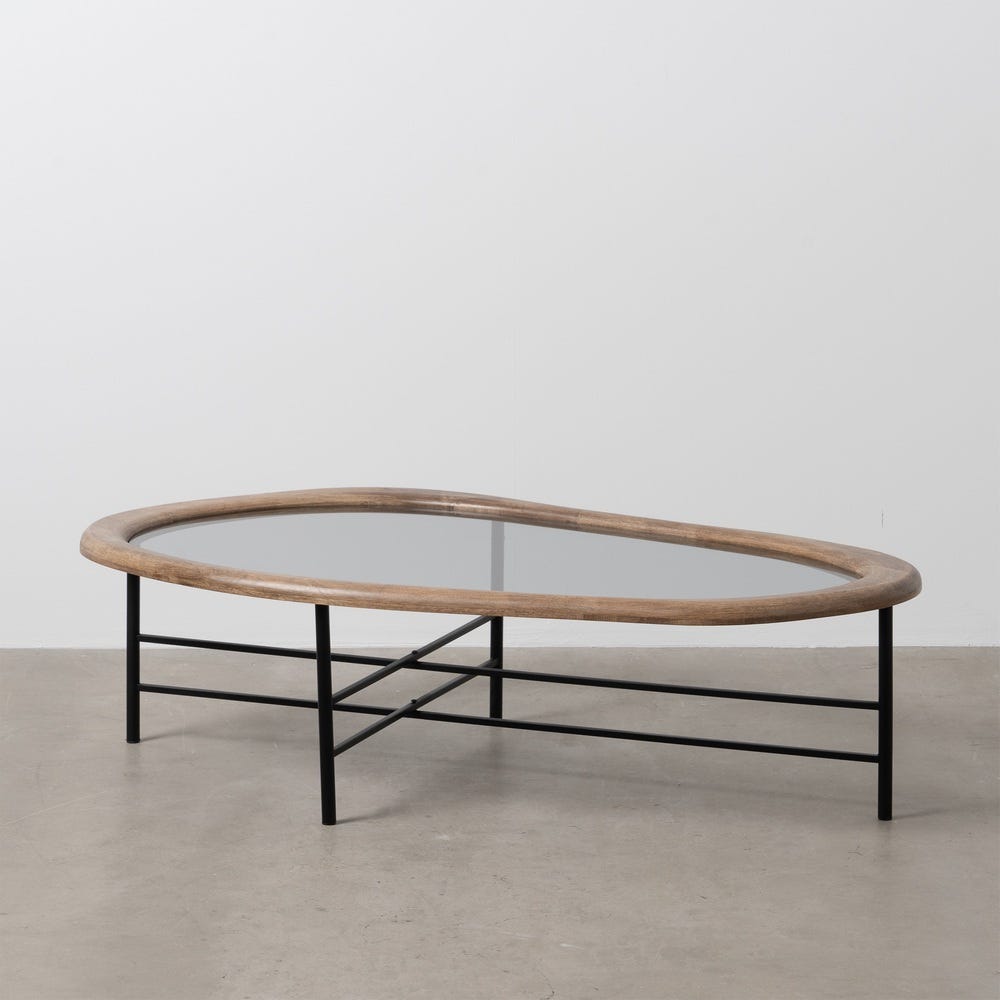 Table Basse Naturel-Noir Bois-Métal Ixia 120 cm