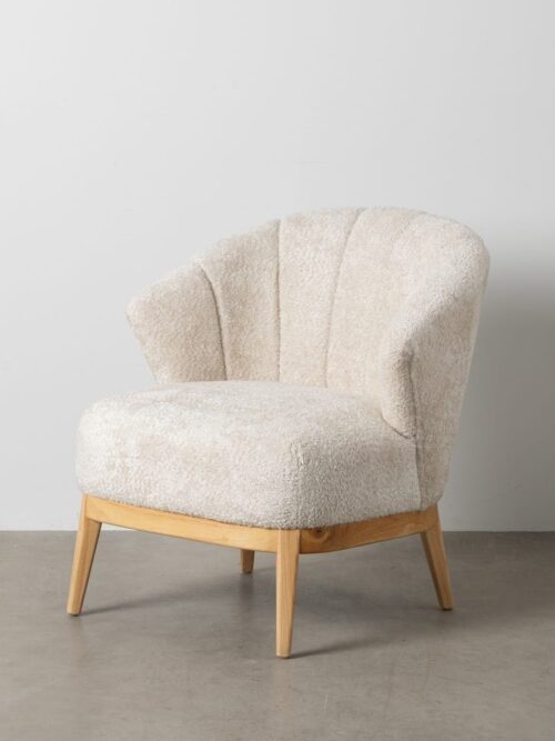 Fauteuil Naturel-Créme Tissu-Bois Ixia