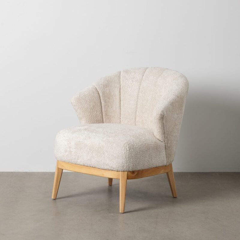 Fauteuil Naturel-Créme Tissu-Bois Ixia