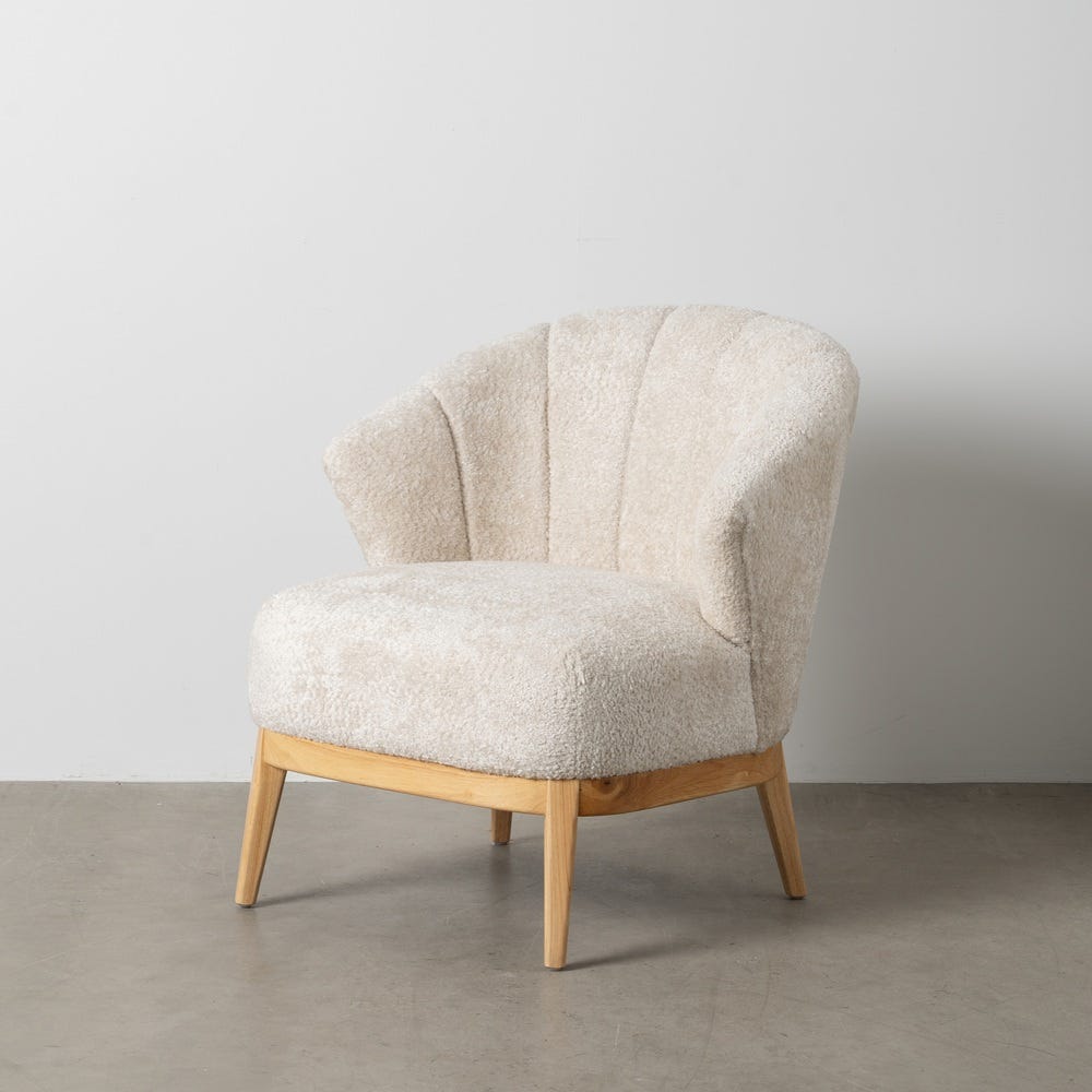 Fauteuil Naturel-Créme Tissu-Bois Ixia