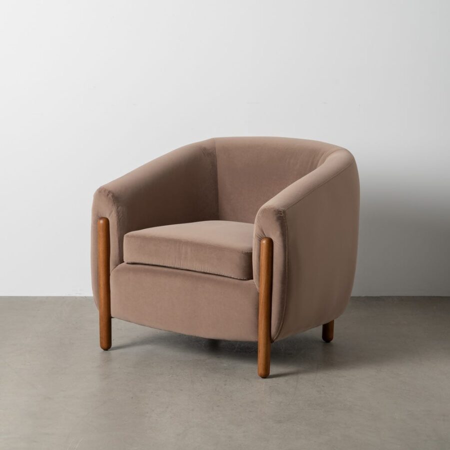 Fauteuil Taupe Tissu-Bois Ixia