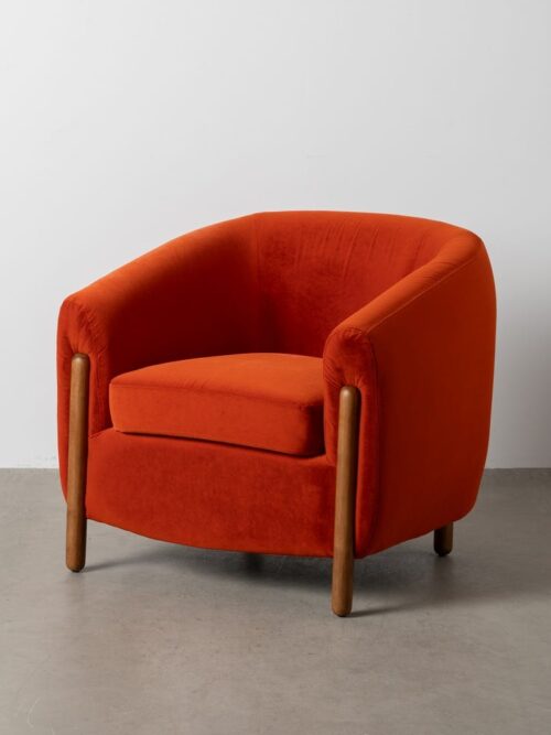 Fauteuil Rouge Tissu-Bois Ixia
