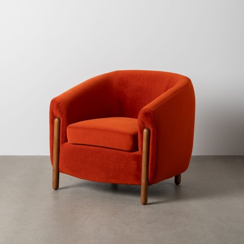 Fauteuil Rouge Tissu-Bois Ixia