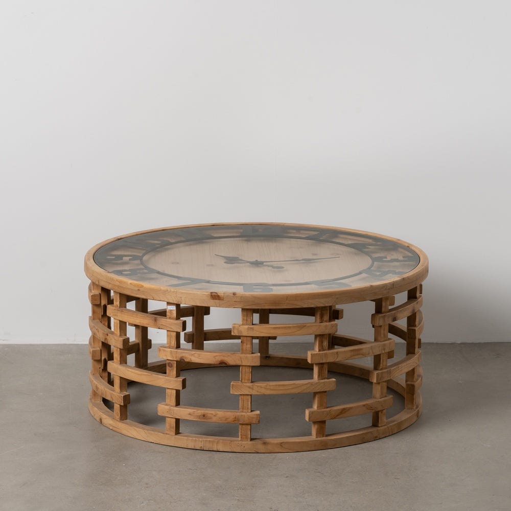 Table Basse Horloge Naturel Bois Ixia 80 cm
