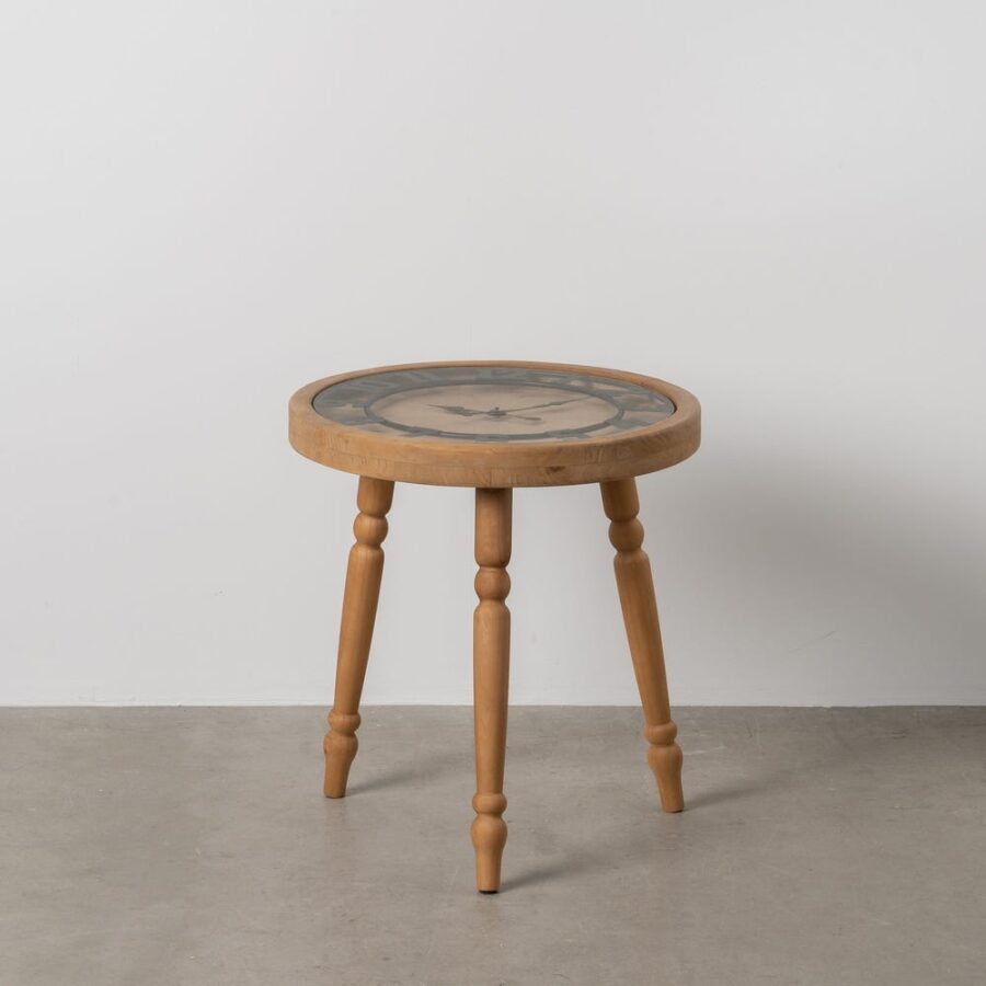 Petit Table Horloge Naturel Bois Ixia