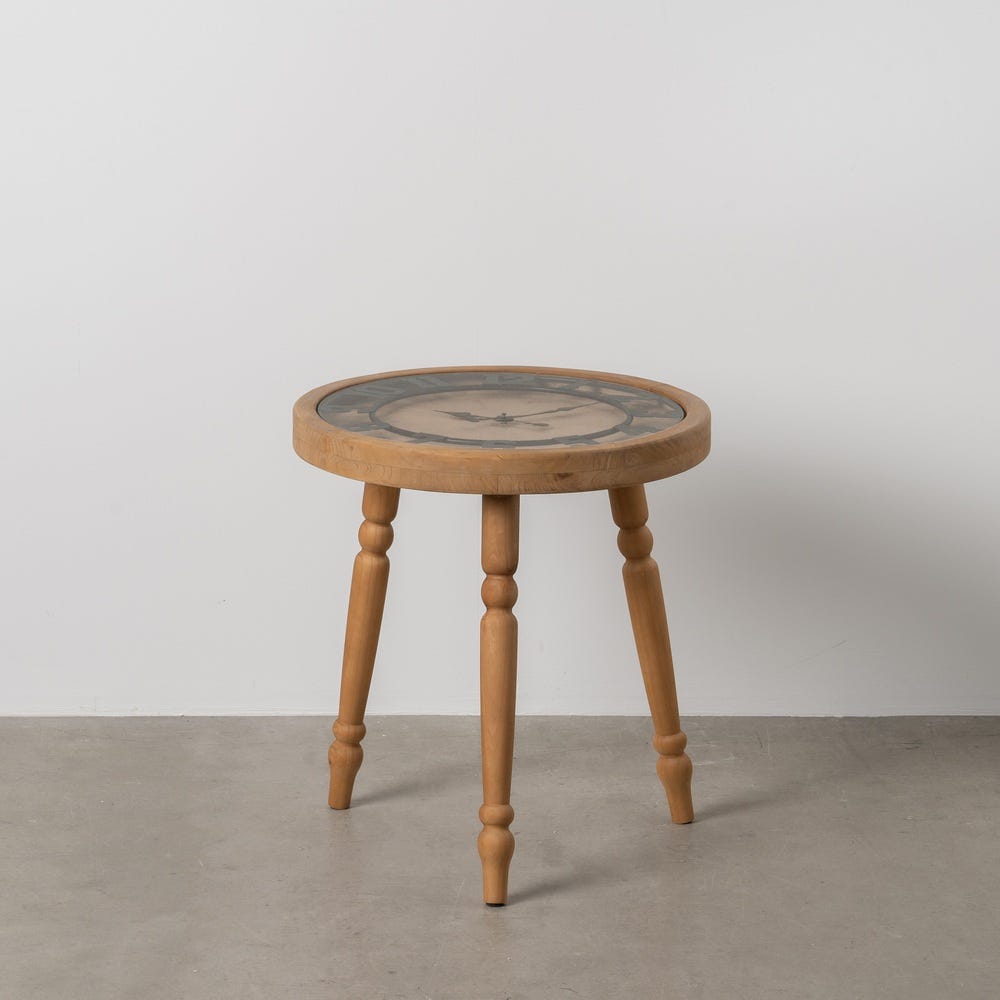 Petit Table Horloge Naturel Bois Ixia