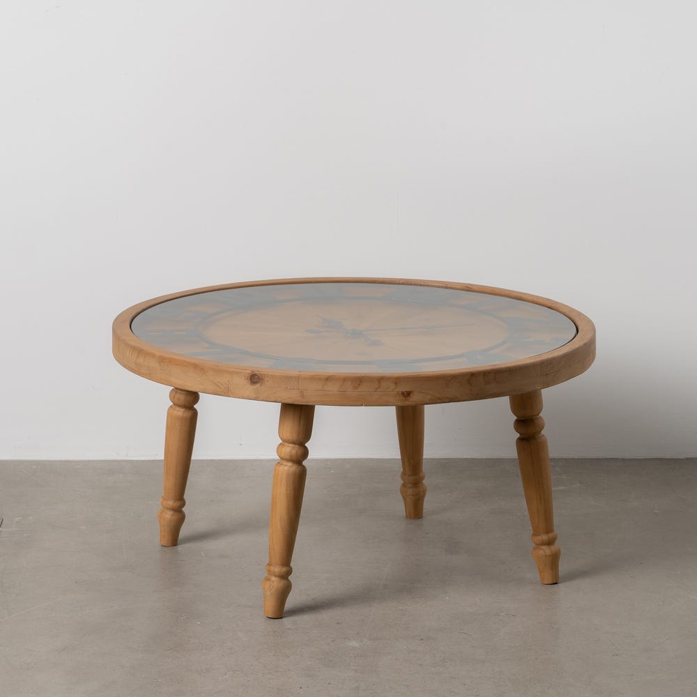 Table Basse Horloge Naturel Bois Ixia 80 cm