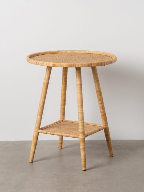 Table D'appoint Rotin Naturel Plateau Circulaire Ixia 60cm