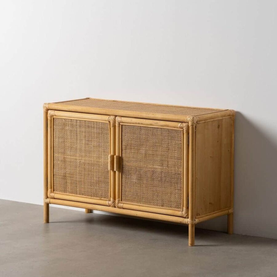 Buffet Rotin Brun Miel Cannage Géométrique Ixia 97.5cm