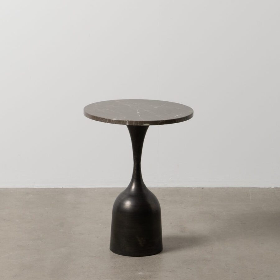 Petit Table Noir Mètal-Marbre Ixia 40 cm