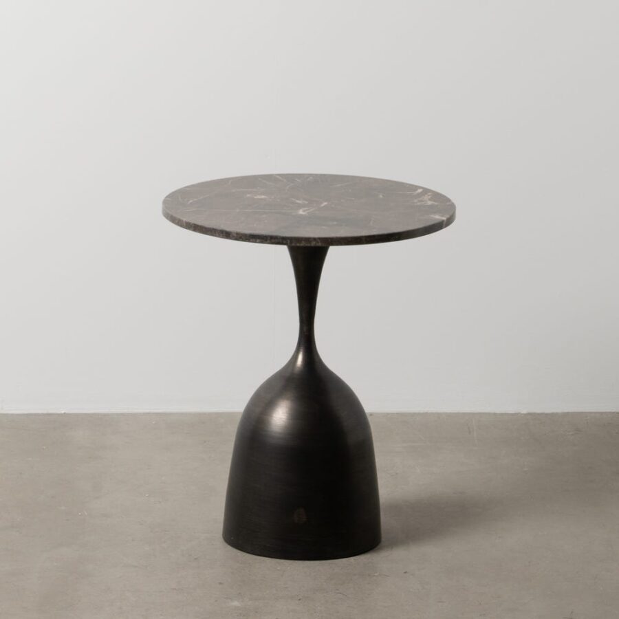 Petit Table Noir Mètal-Marbre Ixia 50 cm