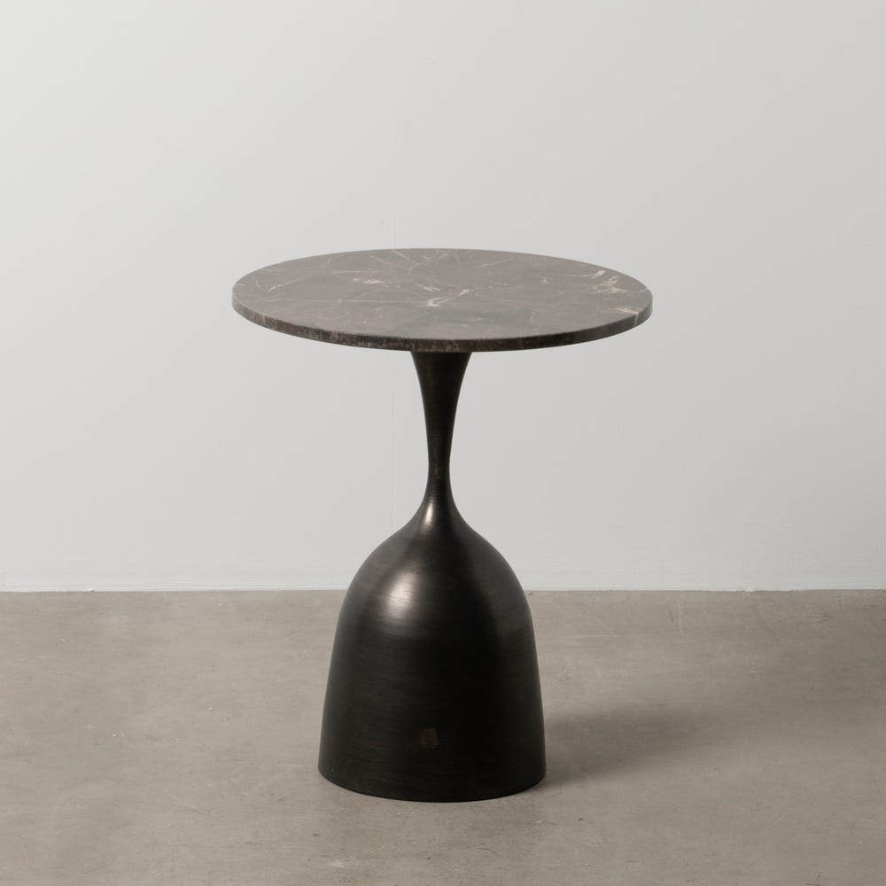 Petit Table Noir Mètal-Marbre Ixia 50 cm