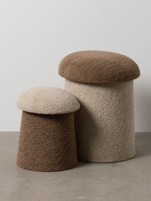 S/2 Pouf Beige-Brun Étoffe Ixia