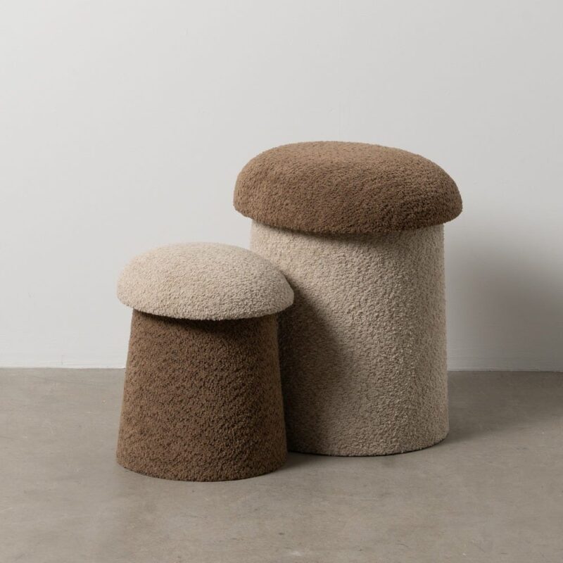 S/2 Pouf Beige-Brun Étoffe Ixia