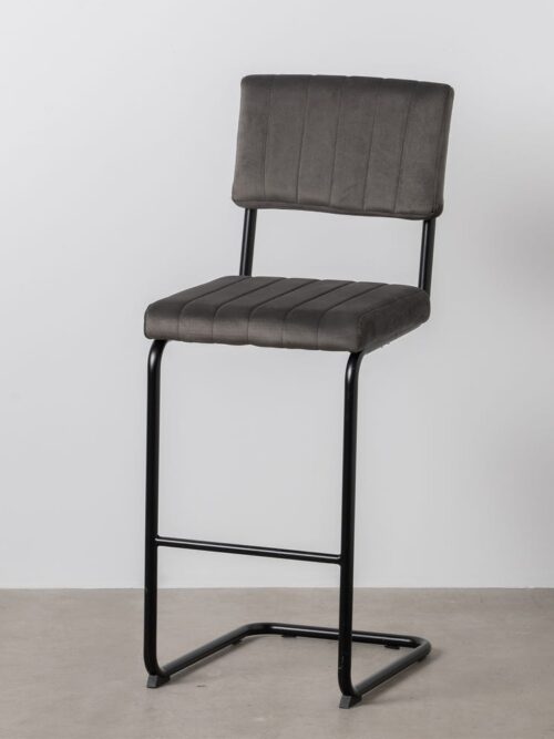 Tabouret Taupe Tissu-Métal Ixia