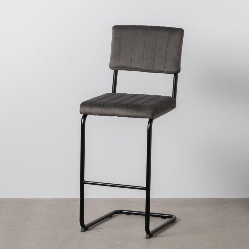 Lot de 2 : Tabouret Taupe Tissu-Métal Ixia
