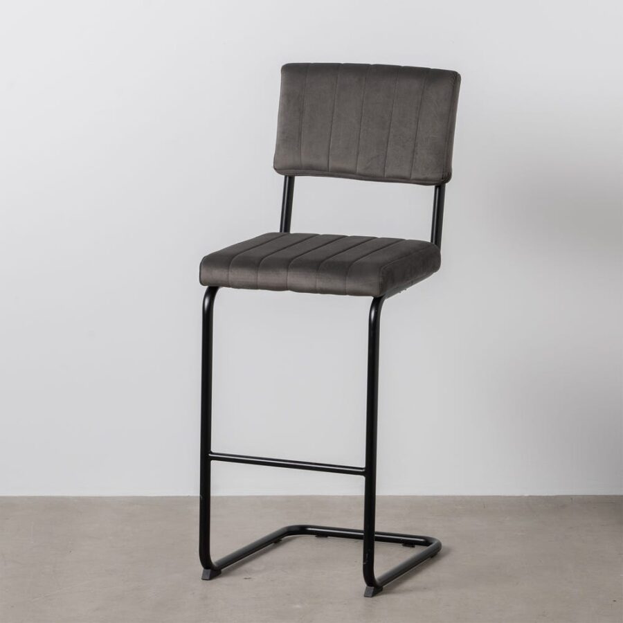 Tabouret Taupe Tissu-Métal Ixia