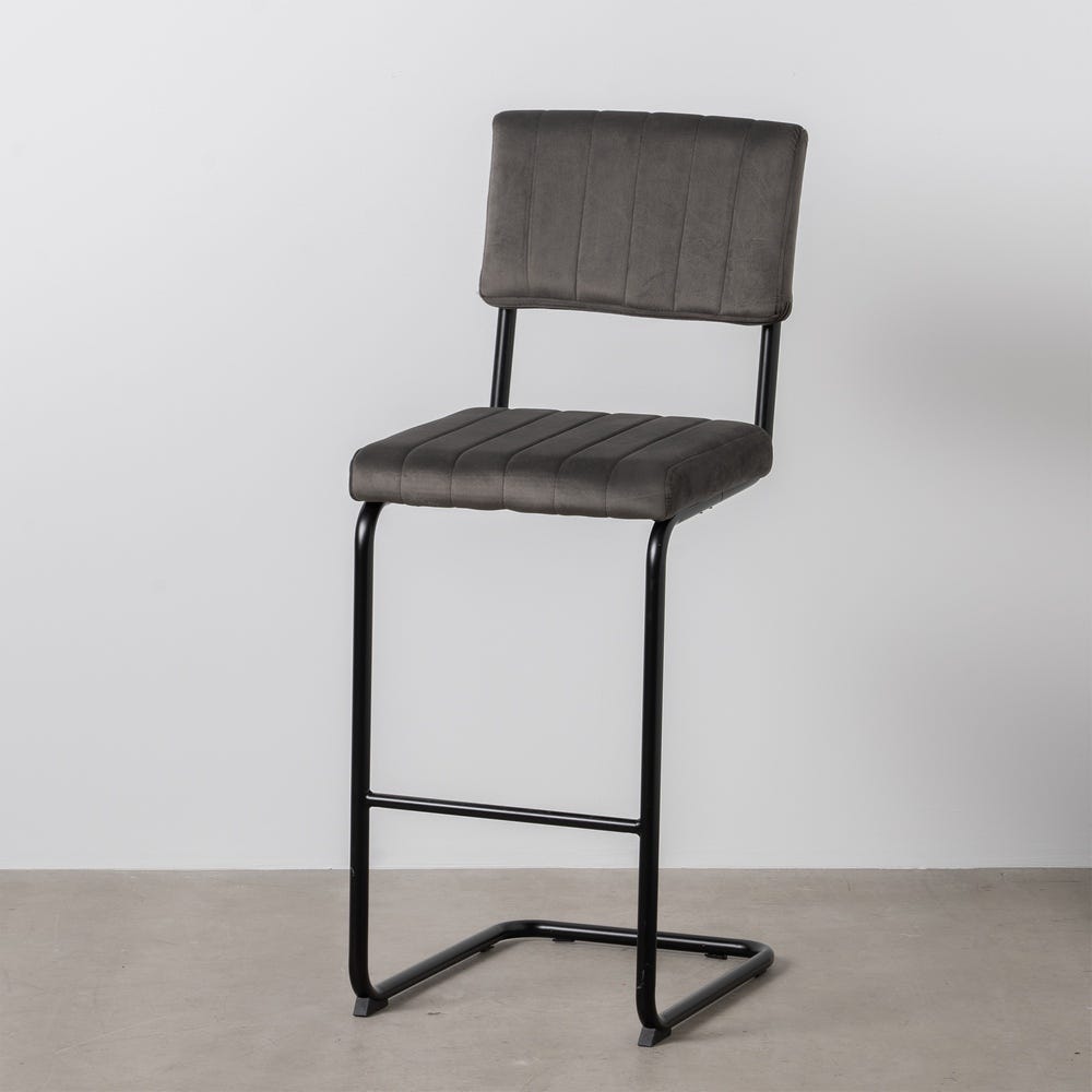 Tabouret Taupe Tissu-Métal Ixia