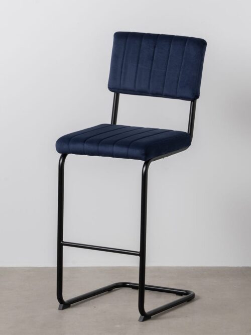 Tabouret Bleu Tissu-Métal Ixia
