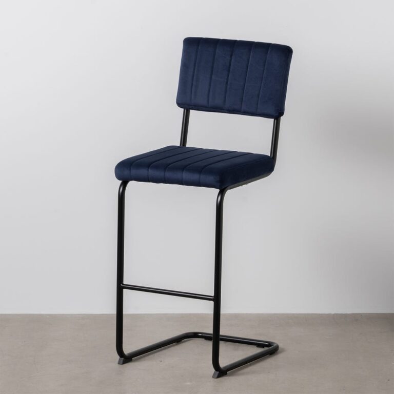 Tabouret Bleu Tissu-Métal Ixia