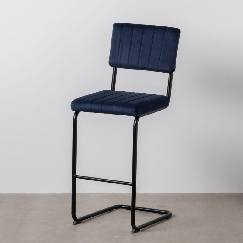 Tabouret Bleu Tissu-Métal Ixia