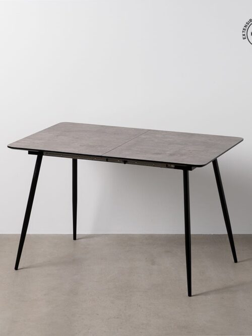 Table à Manger Gris Métal Extensible Ixia 120cm