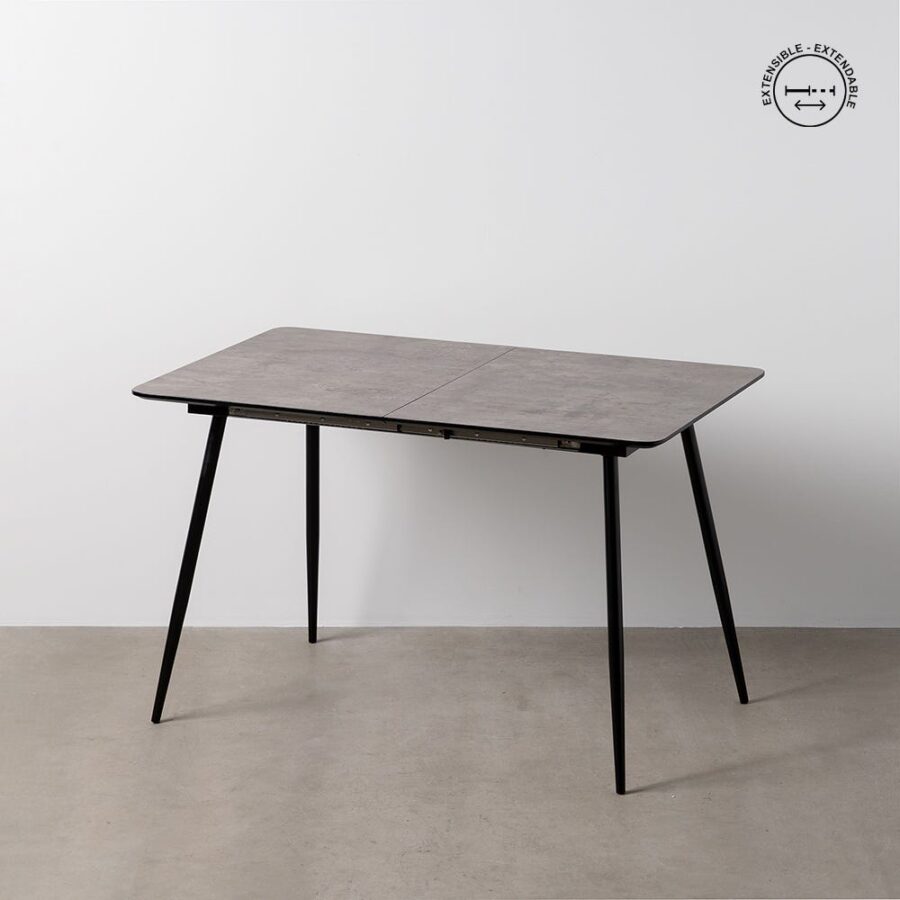 Table à Manger Gris Métal Extensible Ixia 120cm