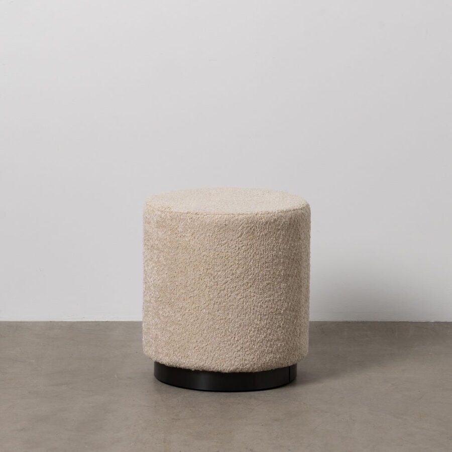 Pouf Beige Tissu-Métal Ixia