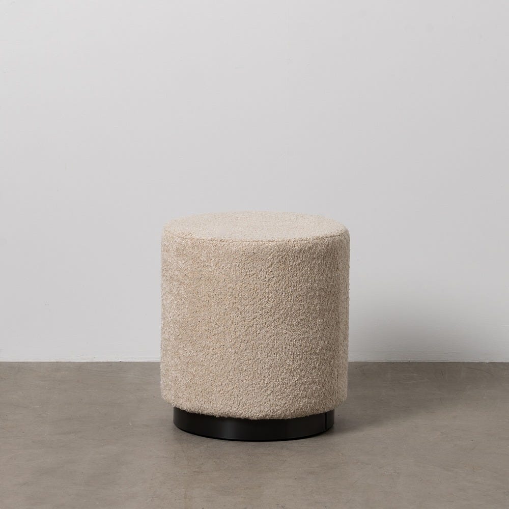 Pouf Beige Tissu-Métal Ixia