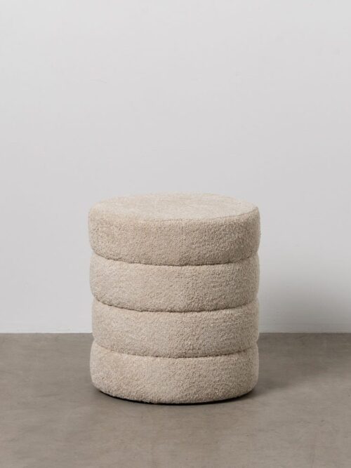 Pouf Beige Étoffe Ixia 42 cm