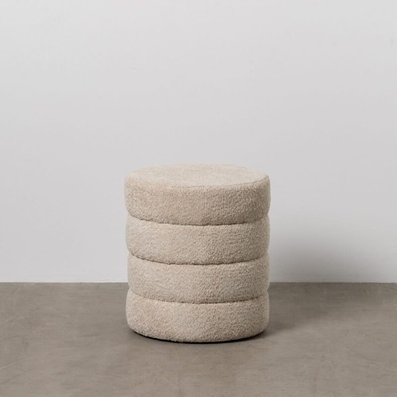 Pouf Beige Bouclette Ixia 42 cm