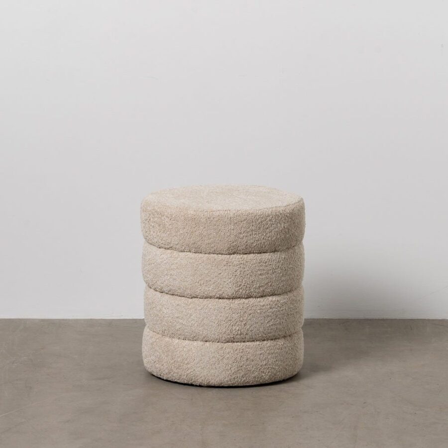 Pouf Beige Étoffe Ixia 42 cm