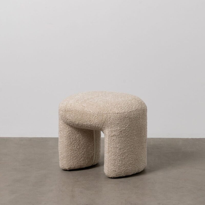 Tabouret Beige Bouclette Ixia 46 cm