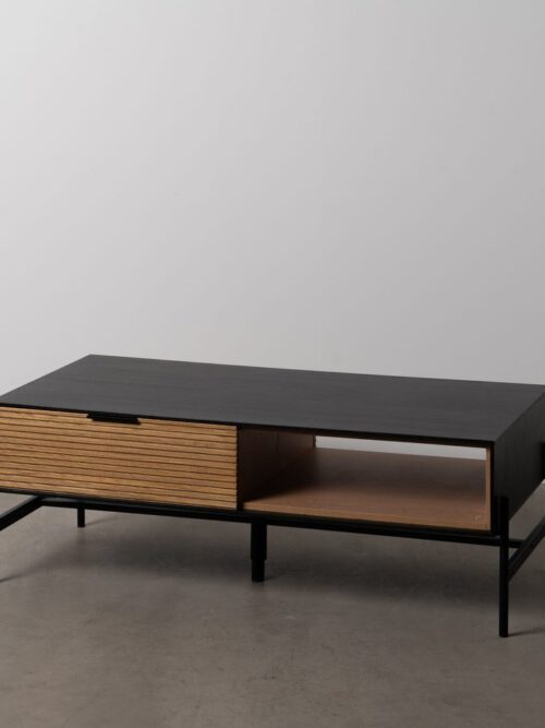 Table Basse Aspect Frêne Façade Lattée Ixia 124cm