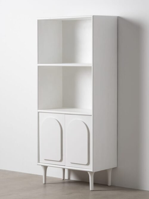 Bibliothèque Blanc Mat Moulures Arc De Cercle Ixia 175cm