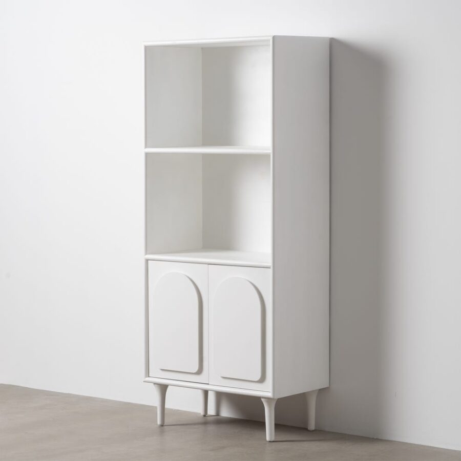 Bibliothèque Blanc Mat Moulures Arc De Cercle Ixia 175cm