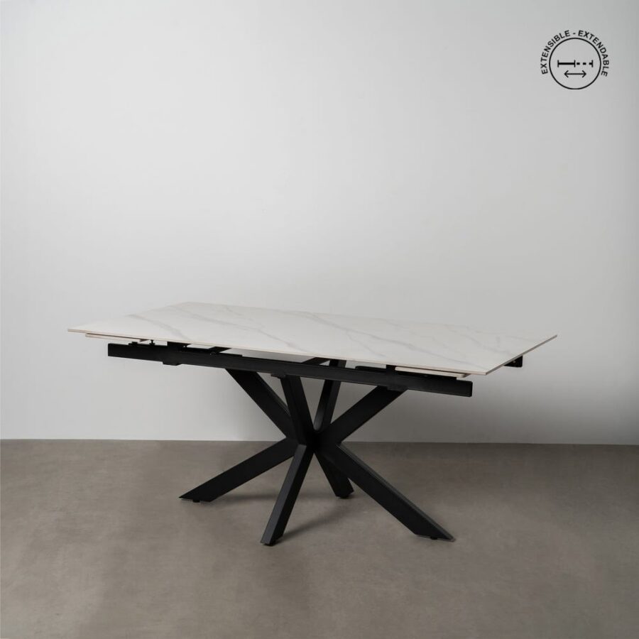 Table à Manger Céramique Blanc-noire Extensible Ixia 170cm